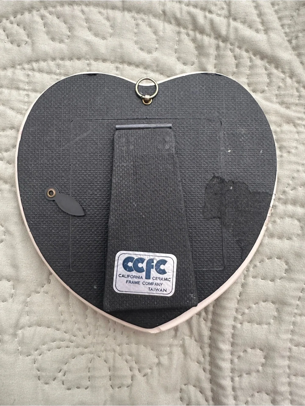 Ceramic Heart Photo Frame with Yellow Floral Accents Holds 2 x 2 Photo